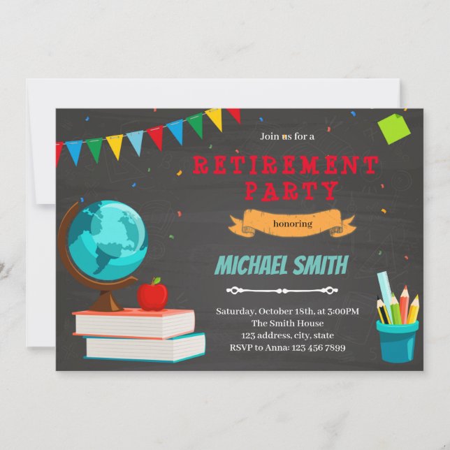 Invitation à la fête de retraite de l'enseignant (Devant)