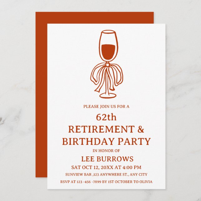 Invitation à la fête de retraite et d'anniversaire (Devant / Derrière)