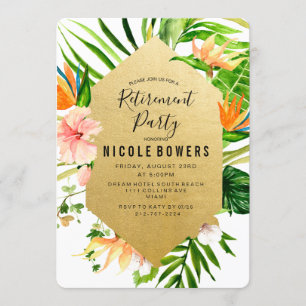Invitation à la fête de retraite Florale Tropicale
