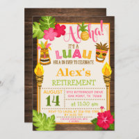 Invitation à la fête de retraite Luau - Texte Oran