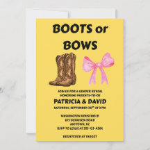 Invitation à la fête de révélation du sexe 'Bottes