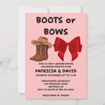 Invitation à la fête de révélation du sexe 'Bottes