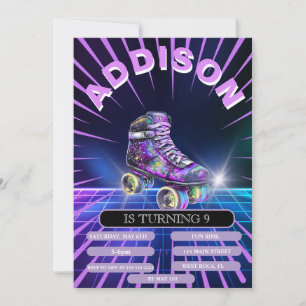 Invitation à la fête de roller en néon