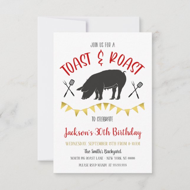 Invitation à la fête de rôti de porc et toast (Devant)