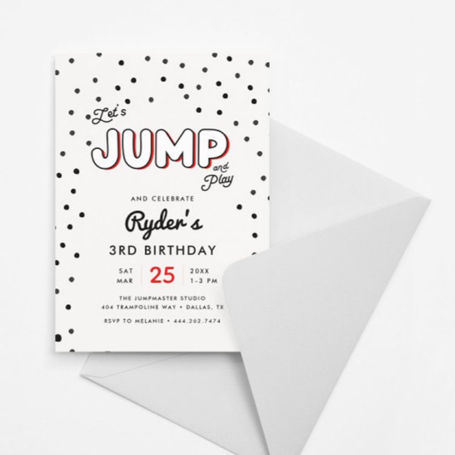 Invitation à la fête de saut et de rebond rouge et (Créateur téléchargé)