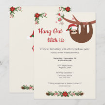 Invitation à la fête de Slothmas de Noël joyeux