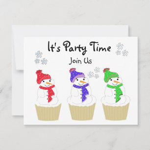 Invitation à la fête de Snowman Cupcake
