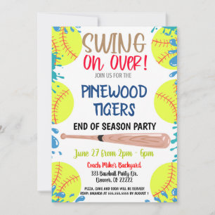 Invitation à la fête de softball de fin de saison