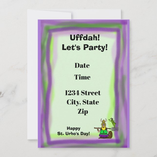 Invitation à la fête de St. Urho Purple & Green (Devant)
