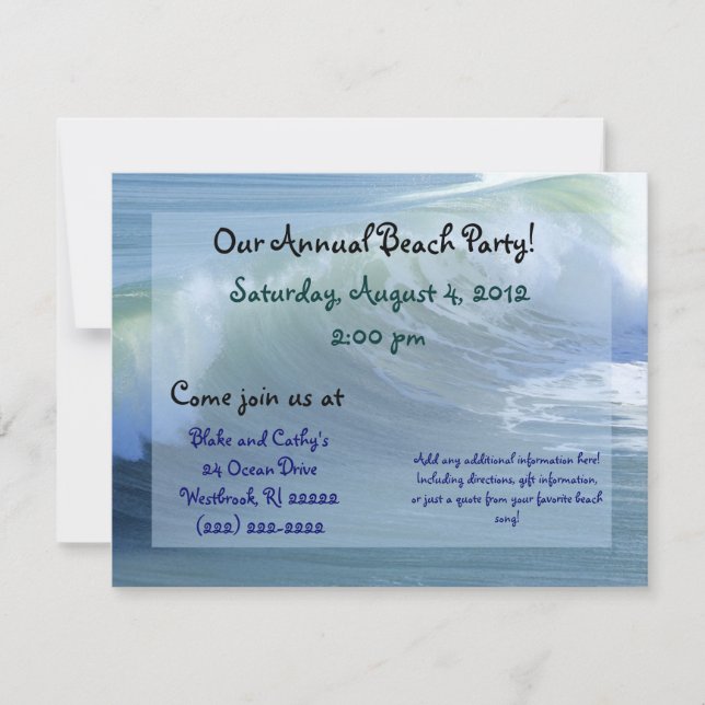 Invitation à la fête de surf Wave Beach (Devant)