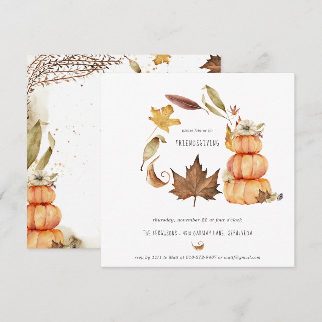 Invitation à la fête de Thanksgiving entre amis (Devant / Derrière)