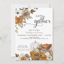 Invitation à la fête de Thanksgiving Let's Gather