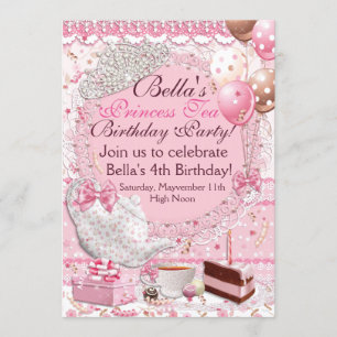 Invitation à la fête de thé de princesse