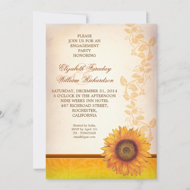 invitation à la fête de tournesol élégante (Devant)