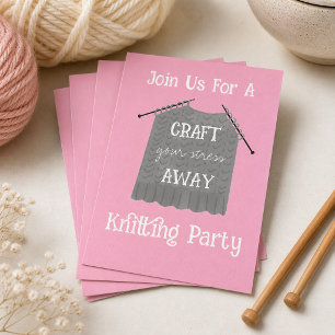 Invitation à la fête de tricot 'Évacuez votre stre