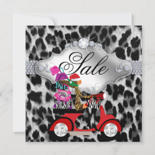 Invitation à la fête de vente de Noël Léopard Blan