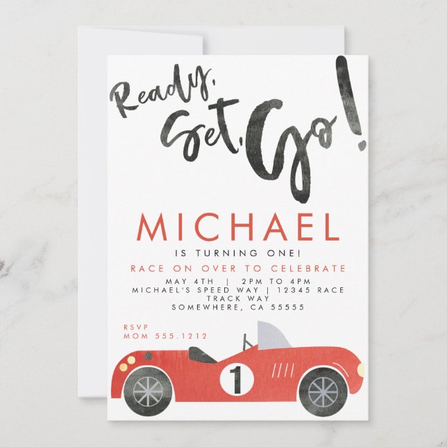 INVITATION À LA FÊTE DE VOITURE DE COURSE (Devant)