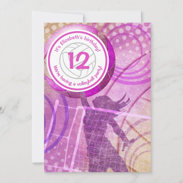Invitation à la fête de volley-ball pour filles ro (Dos)