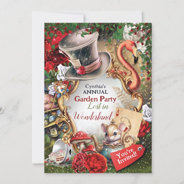 Invitation à la fête de Wonderland (Devant)