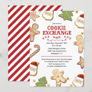 Invitation à la fête d'échange de biscuits de Noël