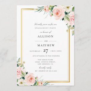 invitation à la fête d'engagement à fleurs rose vi