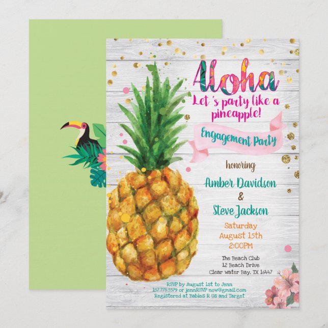 Invitation à la fête d'engagement de l'ananas trop (Devant / Derrière)