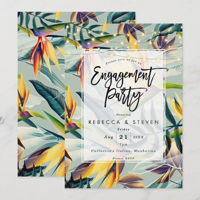 invitation à la fête d'engagement de palme à fleur (Devant / Derrière)