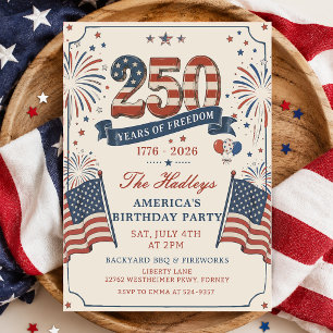 Invitation à la fête des 250 ans de l'Amérique