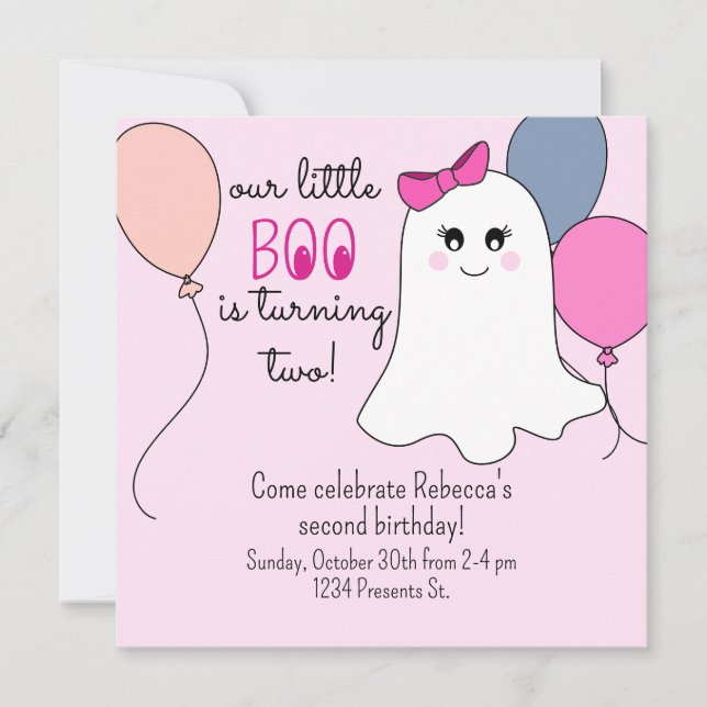 Invitation à la fête des 2 ans de notre petit Boo (Devant)