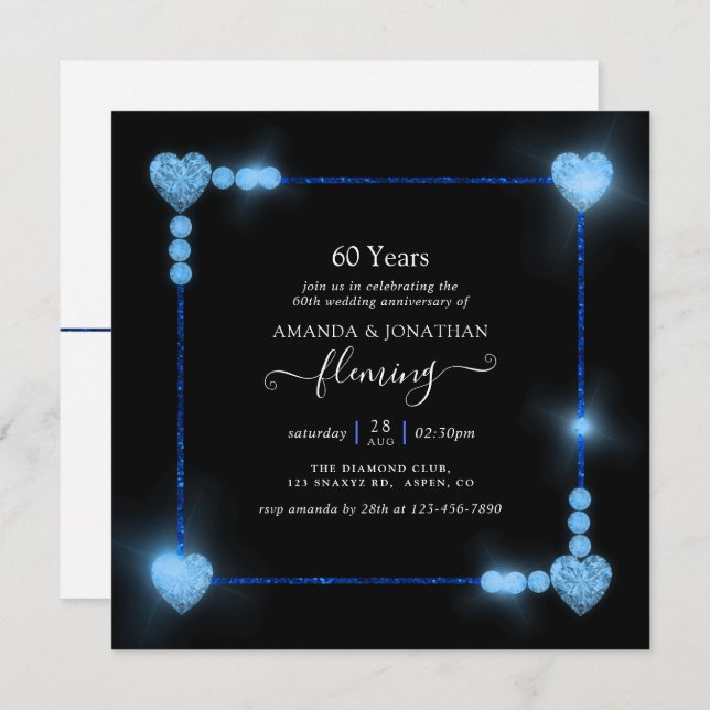 Invitation à la fête des 60 ans de mariage de diam (Devant / Derrière)