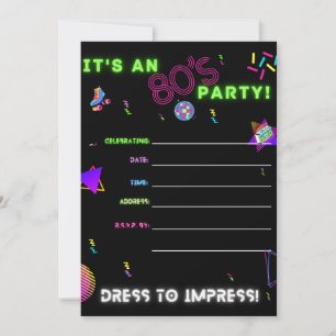 Invitation à la fête des années 80