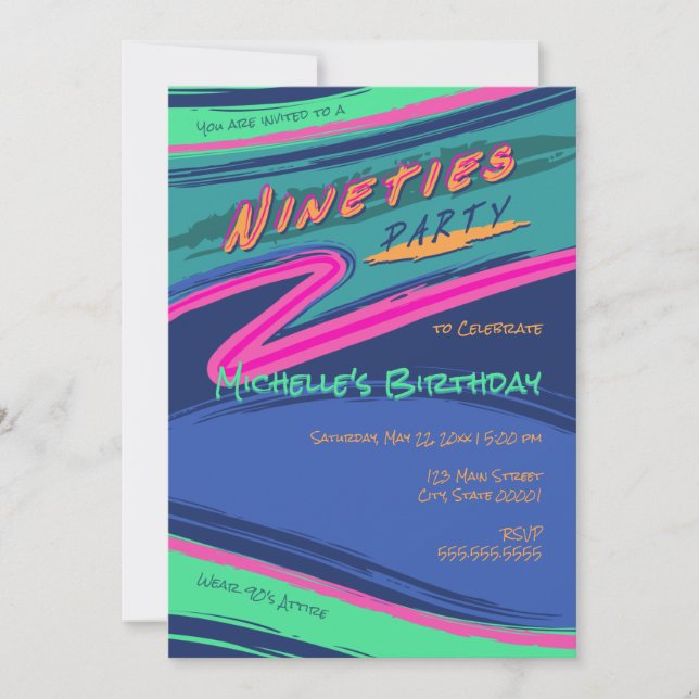 Invitation à la fête des années 90 en gras (Devant)