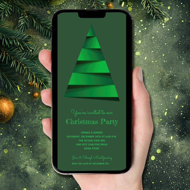 Invitation à la fête des arbres de Noël moderne (Modern Christmas Tree Party Invitations - INSTANT DOWNLOAD and/or PRINTED)