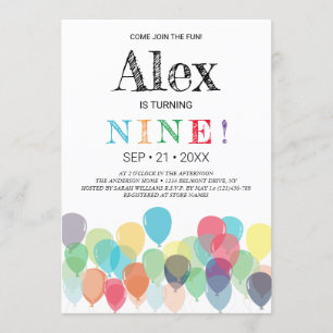 Invitation à la fête des ballons du 9e anniversair