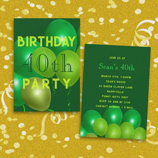 Invitation à la fête des ballons verts pour l'anni (Créateur téléchargé)