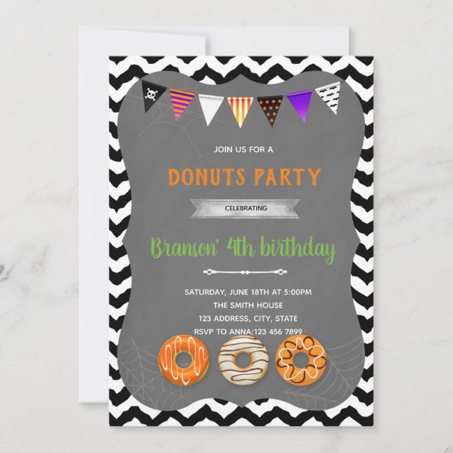 Invitation à la fête des beignes d'Halloween (Devant)