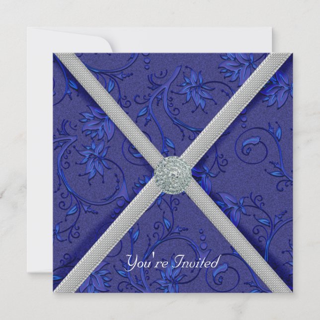 Invitation à la fête des bijoux bleu de la Marine (Devant)