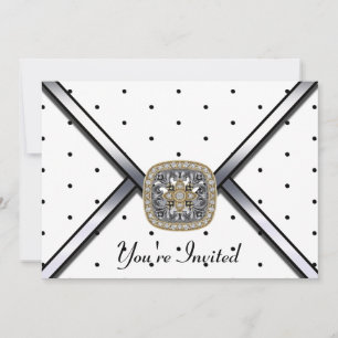 Invitation à la fête des bijoux noirs blancs