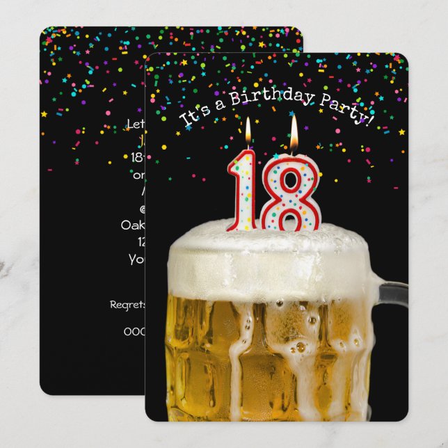 Invitation à la fête des bougies du 18e anniversai (Devant / Derrière)