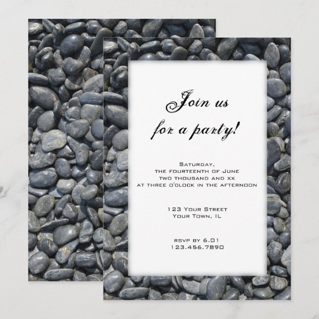 Invitation à la fête des cailloux noirs lisses (Devant / Derrière)