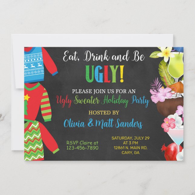 Invitation à la fête des chandails de Noël. (Devant)