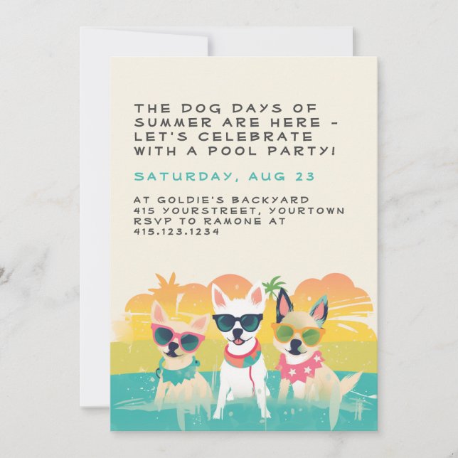 Invitation à la fête des chiens d'été | Personnali (Devant)