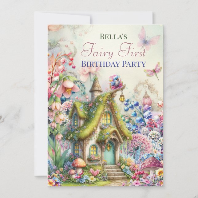 Invitation à la fête des fées des fleurs enchantée (Devant)