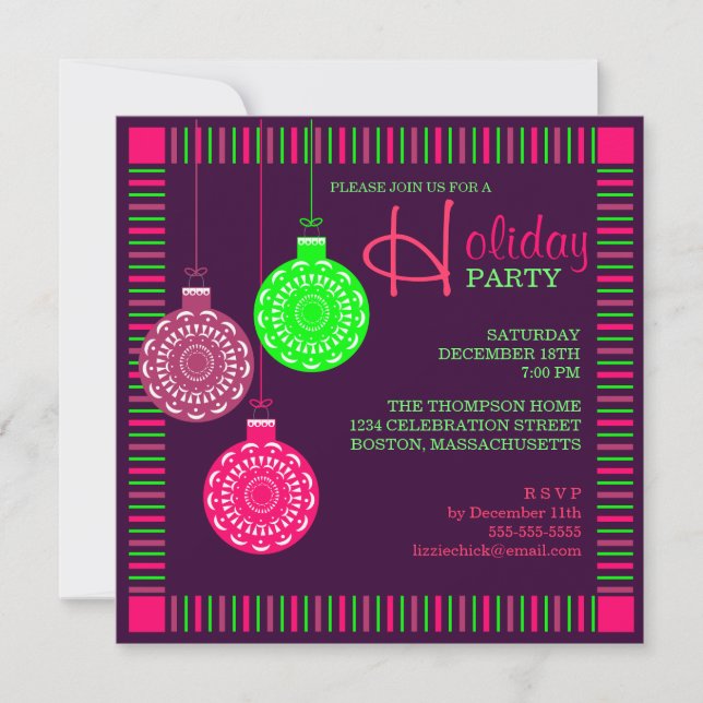 Invitation à la fête des fêtes de l'Ornement rétro (Devant)