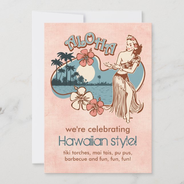 Invitation à la Fête des filles d'Aloha Hula (Devant)