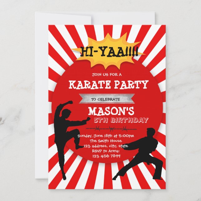 Invitation à la fête des garçons de karaté (Devant)