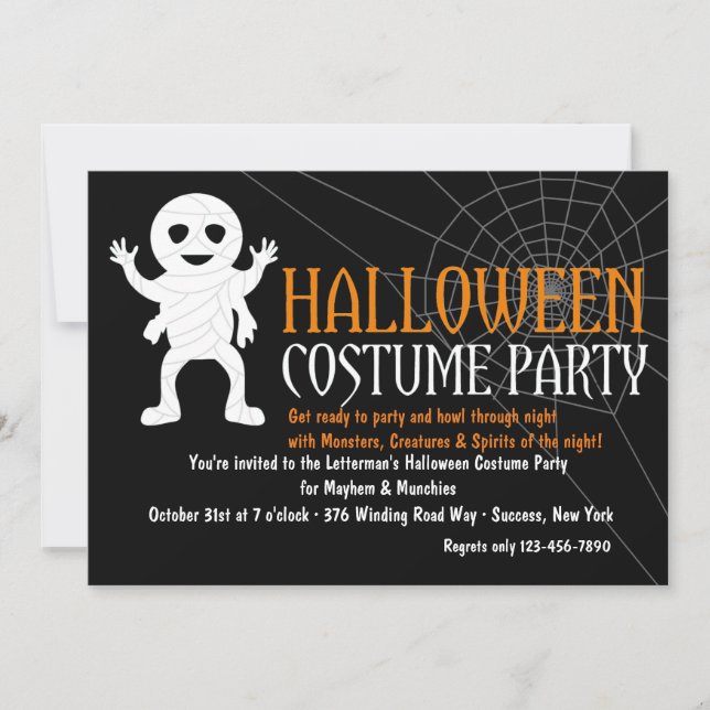 Invitation à la fête des momies d'Halloween (Devant)