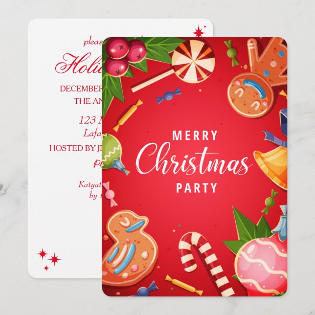 Invitation à la fête des ornements de Noël (Devant / Derrière)