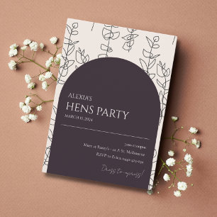 Invitation à la Fête des poules d'arc floral chic 