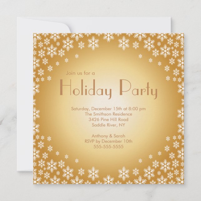 Invitation à la Fête des Snowflakes Gold (Devant)